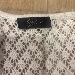 White Open-Front Lace Knit Cardigan / Lightweight Sweater